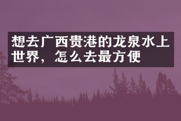 想去广西贵港的龙泉水上世界，怎么去最方便