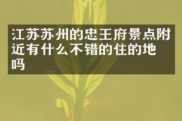 江苏苏州的忠王府景点附近有什么不错的住的地方吗