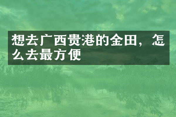 想去广西贵港的金田，怎么去最方便