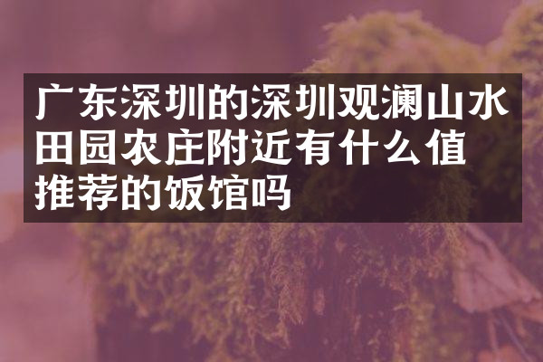 广东深圳的深圳观澜山水田园农庄附近有什么值得推荐的饭馆吗