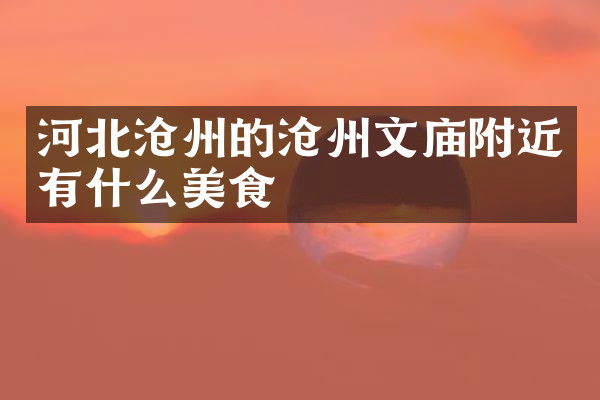 河北沧州的沧州文庙附近有什么美食