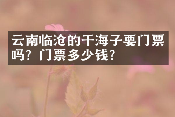 云南临沧的干海子要门票吗？门票多少钱？
