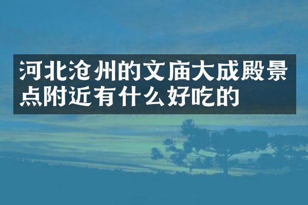 河北沧州的文庙大成殿景点附近有什么好吃的