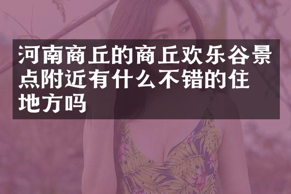 河南商丘的商丘欢乐谷景点附近有什么不错的住的地方吗