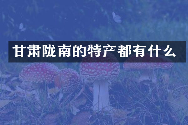 甘肃陇南的特产都有什么