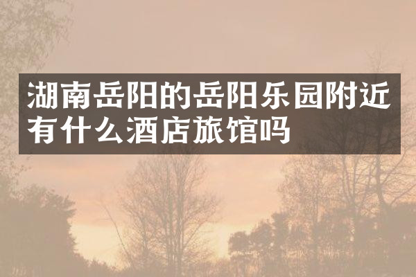 湖南岳阳的岳阳乐园附近有什么酒店旅馆吗