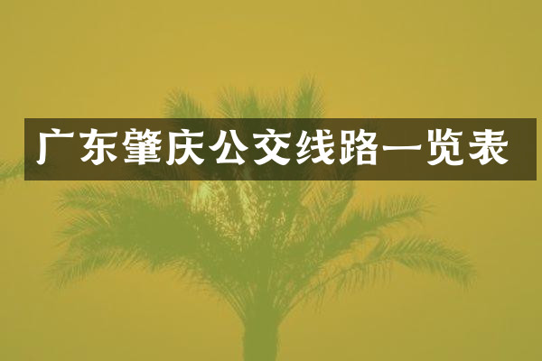 广东肇庆公交线路一览表