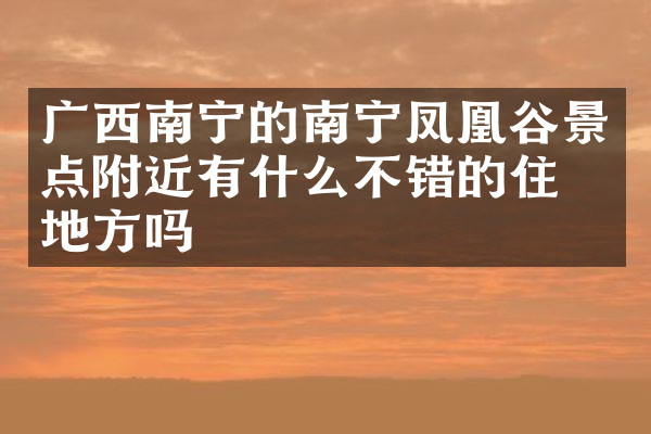 广西南宁的南宁凤凰谷景点附近有什么不错的住的地方吗