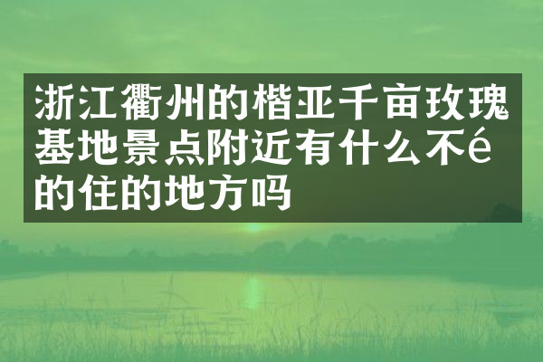 浙江衢州的楷亚千亩玫瑰基地景点附近有什么不错的住的地方吗