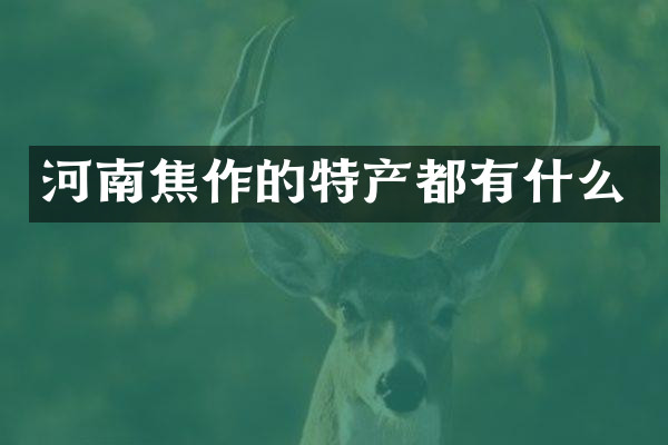 河南焦作的特产都有什么