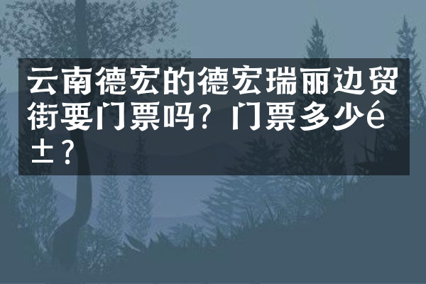 云南德宏的德宏瑞丽边贸街要门票吗？门票多少钱？