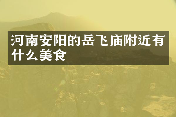 河南安阳的岳飞庙附近有什么美食