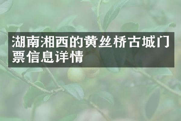 湖南湘西的黄丝桥古城门票信息详情