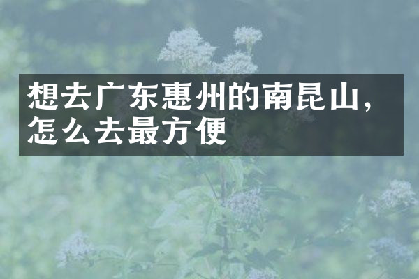 想去广东惠州的南昆山，怎么去最方便