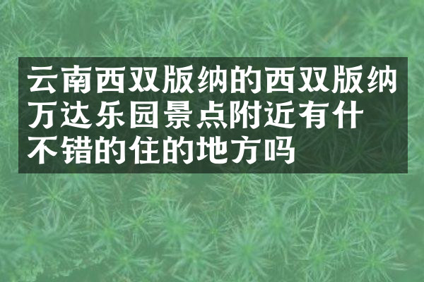 云南西双版纳的西双版纳万达乐园景点附近有什么不错的住的地方吗