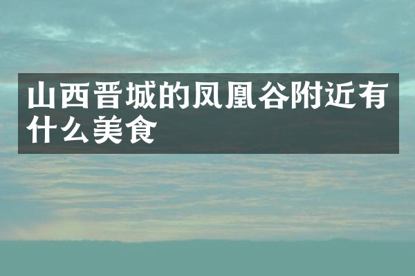 山西晋城的凤凰谷附近有什么美食