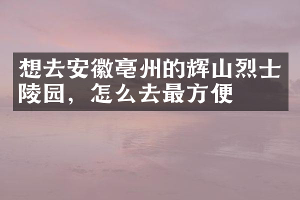 想去安徽亳州的辉山烈士陵园，怎么去最方便