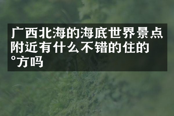 广西北海的海底世界景点附近有什么不错的住的地方吗
