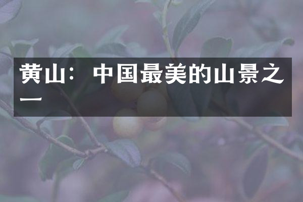 黄山：中国最美的山景之一