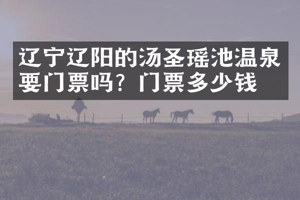 辽宁辽阳的汤圣瑶池温泉要门票吗？门票多少钱？