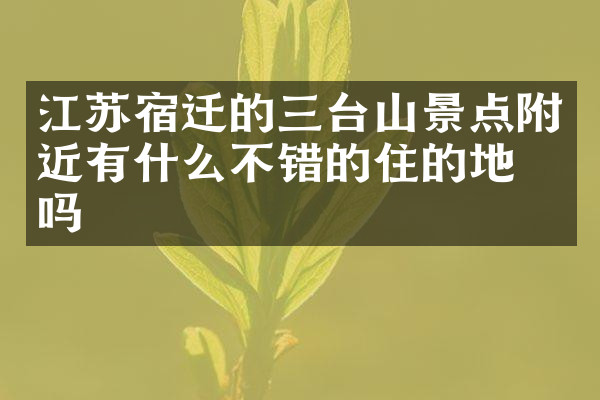 江苏宿迁的三台山景点附近有什么不错的住的地方吗