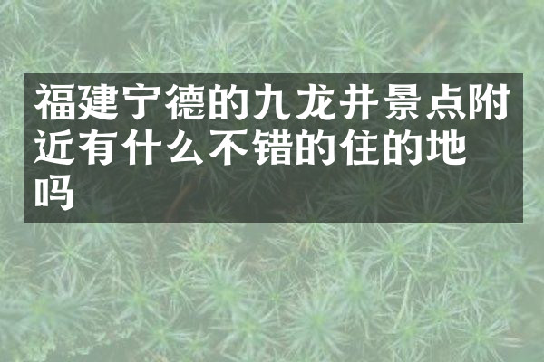 福建宁德的九龙井景点附近有什么不错的住的地方吗