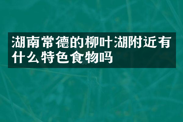 湖南常德的柳叶湖附近有什么特色食物吗