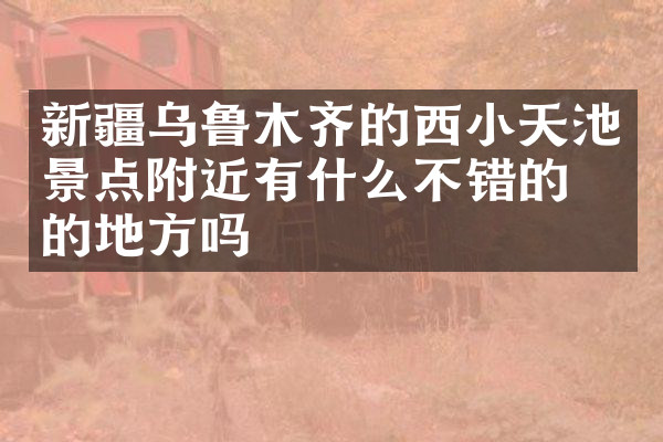 新疆乌鲁木齐的西小天池景点附近有什么不错的住的地方吗