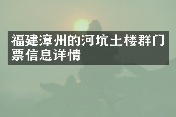 福建漳州的河坑土楼群门票信息详情