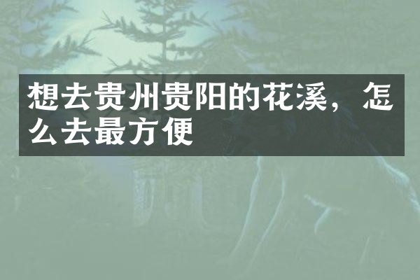 想去贵州贵阳的花溪，怎么去最方便