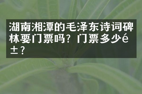 湖南湘潭的毛泽东诗词碑林要门票吗？门票多少钱？