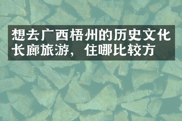 想去广西梧州的历史文化长廊旅游，住哪比较方便