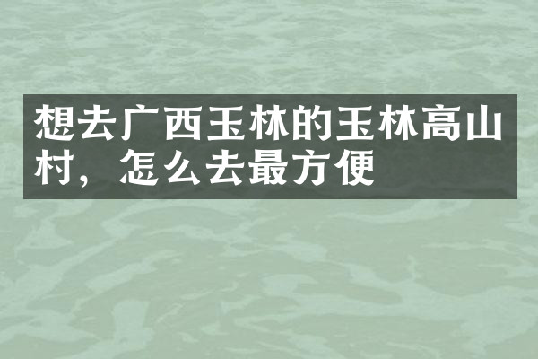 想去广西玉林的玉林高山村，怎么去最方便