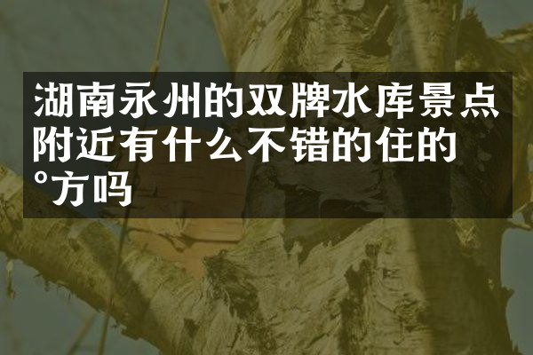 湖南永州的双牌水库景点附近有什么不错的住的地方吗