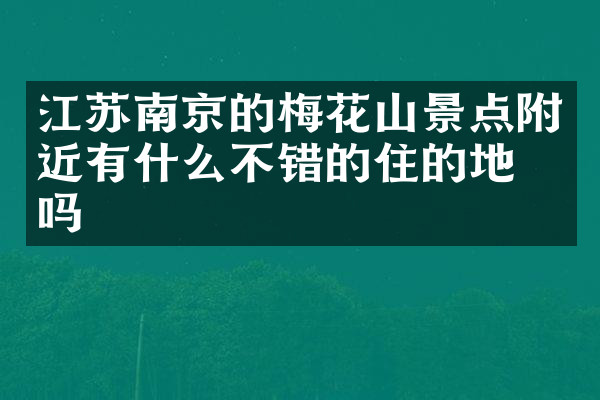 江苏南京的梅花山景点附近有什么不错的住的地方吗