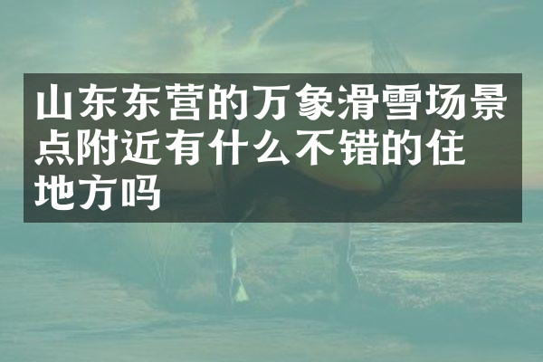 山东东营的万象滑雪场景点附近有什么不错的住的地方吗