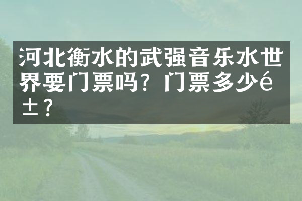 河北衡水的武强音乐水世界要门票吗？门票多少钱？
