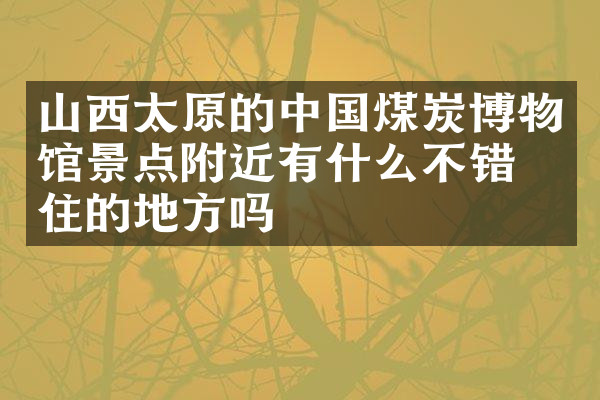 山西太原的中国煤炭博物馆景点附近有什么不错的住的地方吗
