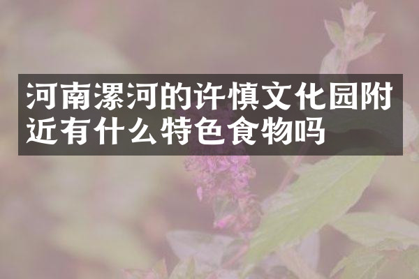 河南漯河的许慎文化园附近有什么特色食物吗