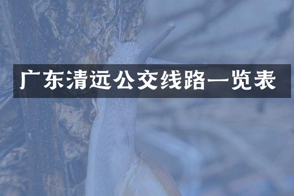 广东清远公交线路一览表