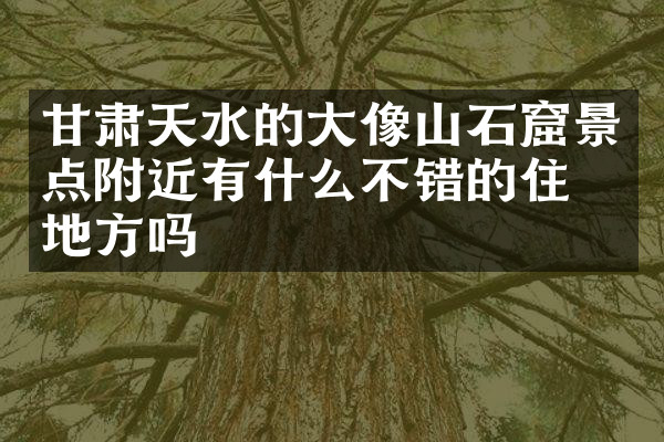 甘肃天水的大像山石窟景点附近有什么不错的住的地方吗