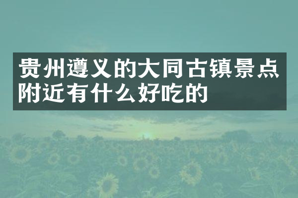 贵州遵义的大同古镇景点附近有什么好吃的