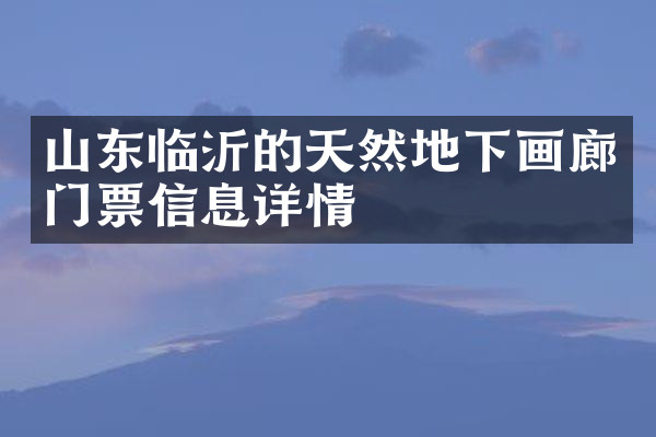 山东临沂的天然地下画廊门票信息详情