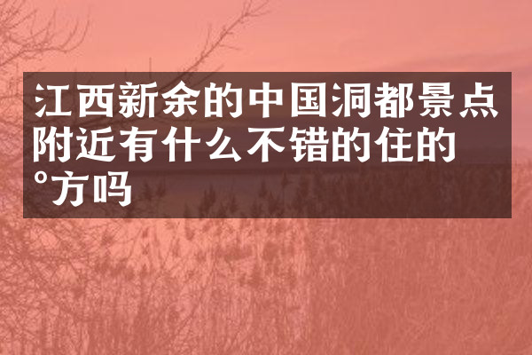 江西新余的中国洞都景点附近有什么不错的住的地方吗