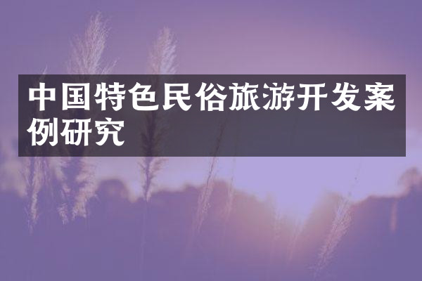 中国特色民俗旅游开发案例研究