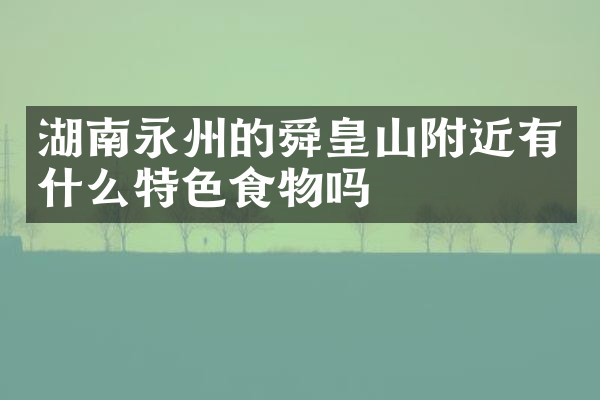 湖南永州的舜皇山附近有什么特色食物吗
