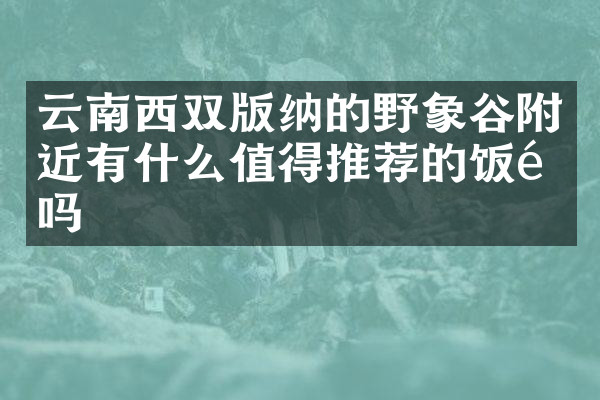 云南西双版纳的野象谷附近有什么值得推荐的饭馆吗