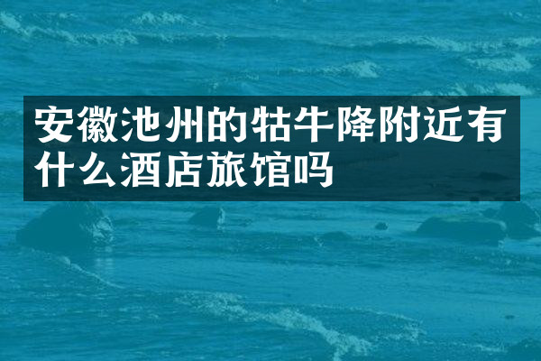 安徽池州的牯牛降附近有什么酒店旅馆吗