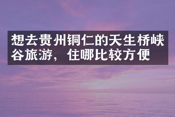 想去贵州铜仁的天生桥峡谷旅游，住哪比较方便