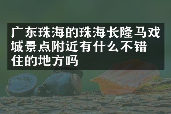广东珠海的珠海长隆马戏城景点附近有什么不错的住的地方吗